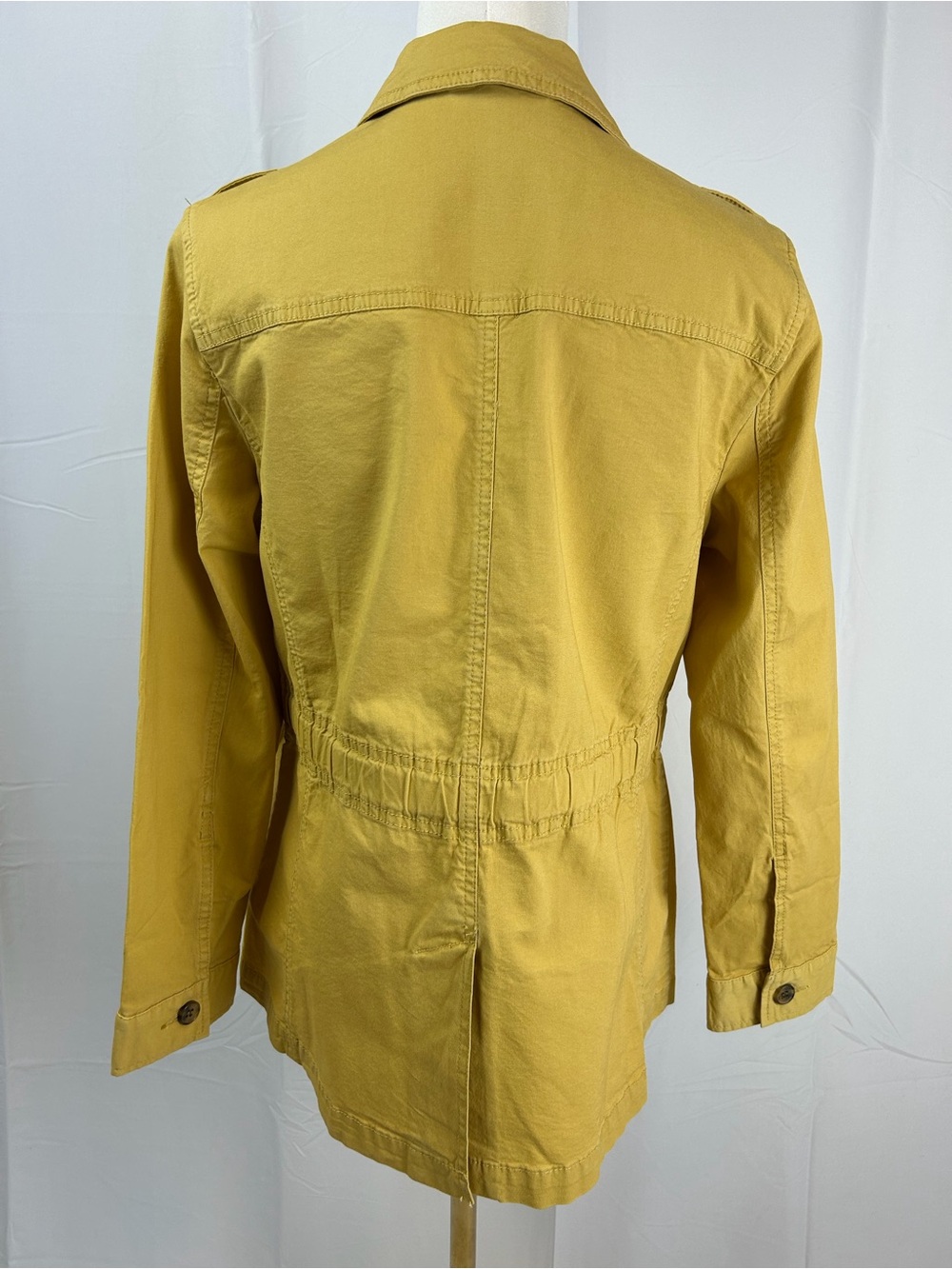 Talbots Stretch Canvas Button Front Lightweight Chore Jacket w/ Drawstring Waist - Picture 5 of 11